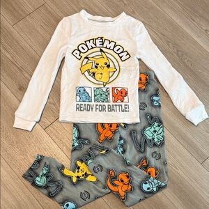 Pokemon Kids Pajama Set - White and Gray with Colorful Characters